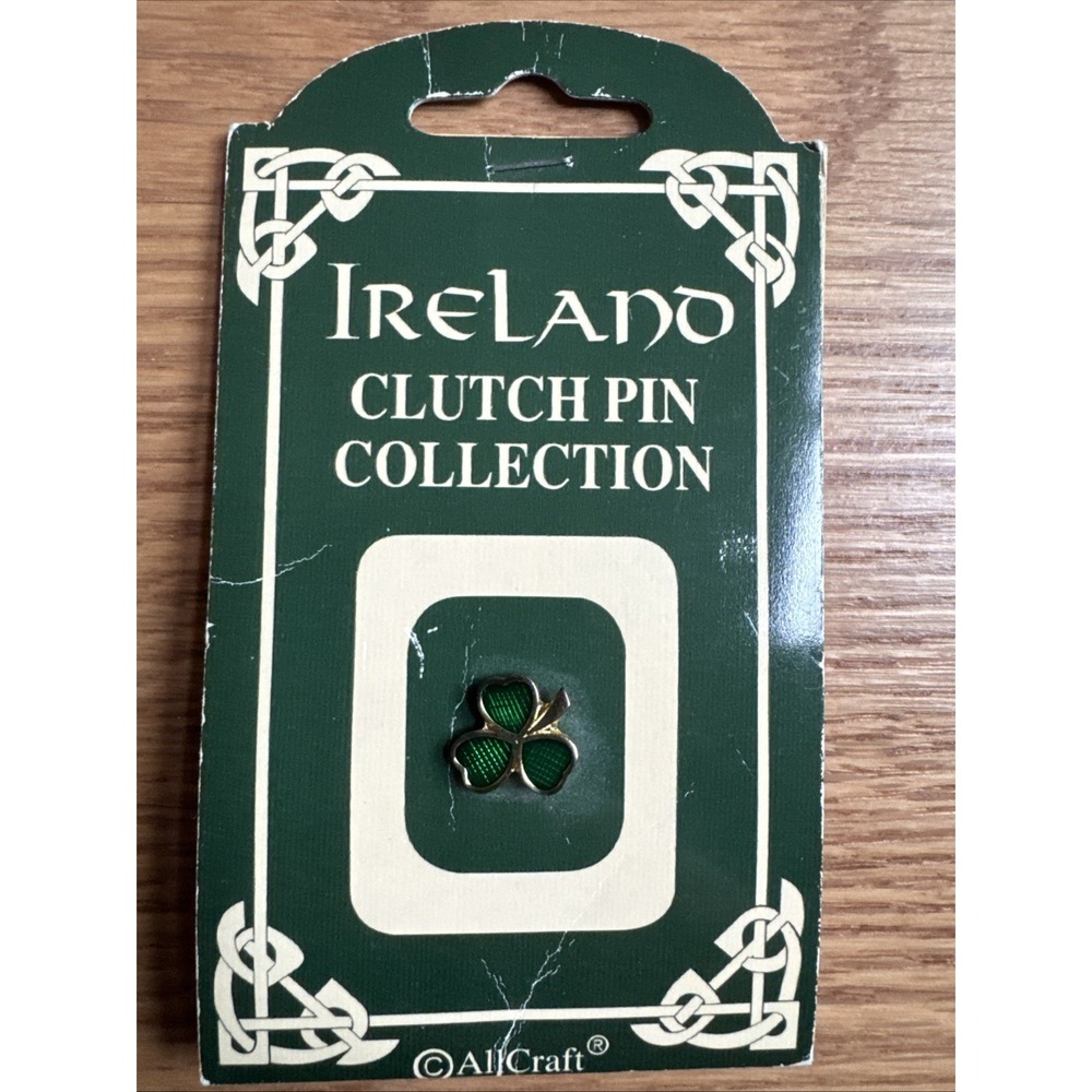 Ireland Shamrock‎ Clutch Pin Green Enamel AllCraft Lapel St. Patrick's Day NWT